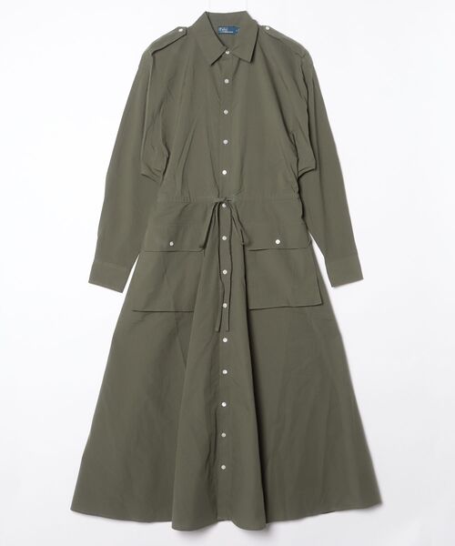 POLO RALPH LAUREN(ポロ ラルフ ローレン)の「コットン キャンバス ユーティリティ シャツドレス(シャツワンピース・レディース・グリーン・0/4/6/2)」の3枚目の写真