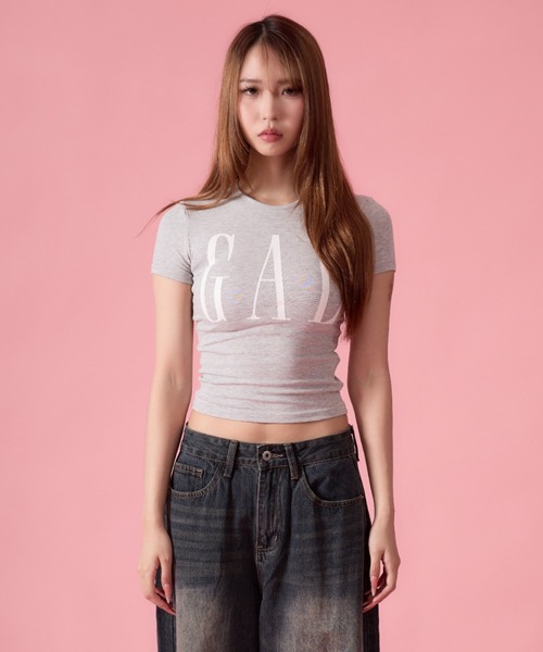 mindseeker girls(マインドシーカーガールズ)の「Big GAL Ribbed Mini T-Shirt / ビッグギャルリブミニTシャツ(Tシャツ/カットソー・レディース・ネイビー/グレー/ブラック・FREE)」の12枚目の写真