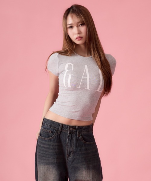 mindseeker girls(マインドシーカーガールズ)の「Big GAL Ribbed Mini T-Shirt / ビッグギャルリブミニTシャツ(Tシャツ/カットソー・レディース・ネイビー/グレー/ブラック・FREE)」の13枚目の写真
