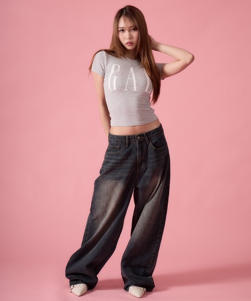 mindseeker girls(マインドシーカーガールズ)の「Big GAL Ribbed Mini T-Shirt / ビッグギャルリブミニTシャツ(Tシャツ/カットソー・レディース・ネイビー/グレー/ブラック・FREE)」の17枚目の写真