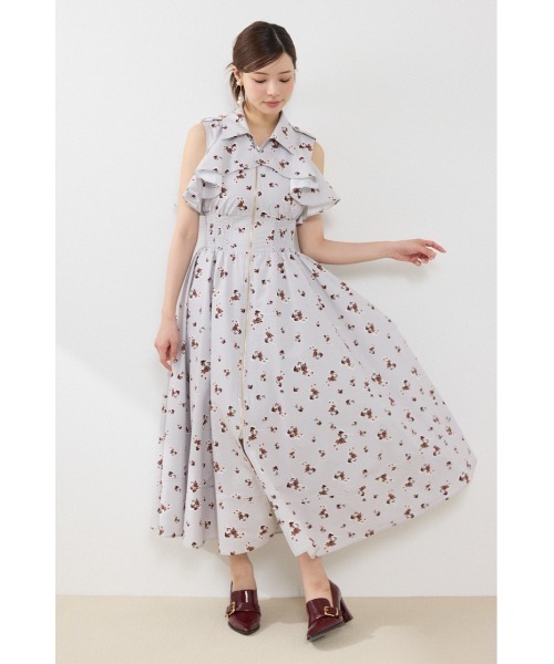 rienda(リエンダ)の「ノースリーブフリルワンピース 夏服 秋服(ワンピース・レディース・ブラック/ブルー/ベージュ系その他・SMALL/MEDIUM)」の3枚目の写真