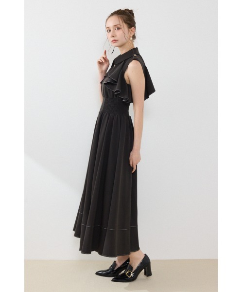 rienda(リエンダ)の「ノースリーブフリルワンピース 夏服 秋服(ワンピース・レディース・ブラック/ブルー/ベージュ系その他・SMALL/MEDIUM)」の5枚目の写真