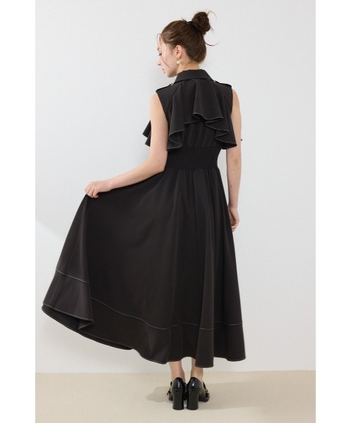 rienda(リエンダ)の「ノースリーブフリルワンピース 夏服 秋服(ワンピース・レディース・ブラック/ブルー/ベージュ系その他・SMALL/MEDIUM)」の6枚目の写真