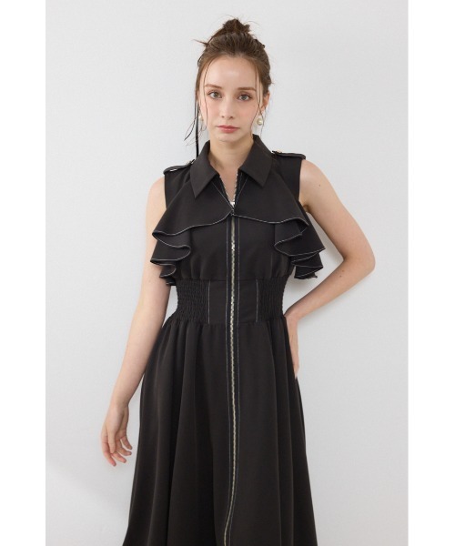 rienda(リエンダ)の「ノースリーブフリルワンピース 夏服 秋服(ワンピース・レディース・ブラック/ブルー/ベージュ系その他・SMALL/MEDIUM)」の7枚目の写真