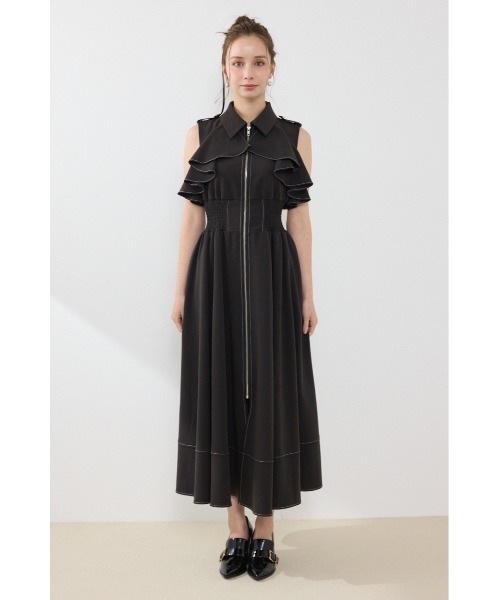 rienda(リエンダ)の「ノースリーブフリルワンピース 夏服 秋服(ワンピース・レディース・ブラック/ブルー/ベージュ系その他・SMALL/MEDIUM)」の10枚目の写真