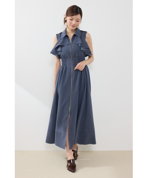 rienda(リエンダ)の「ノースリーブフリルワンピース 夏服 秋服(ワンピース・レディース・ブラック/ブルー/ベージュ系その他・SMALL/MEDIUM)」の11枚目の写真