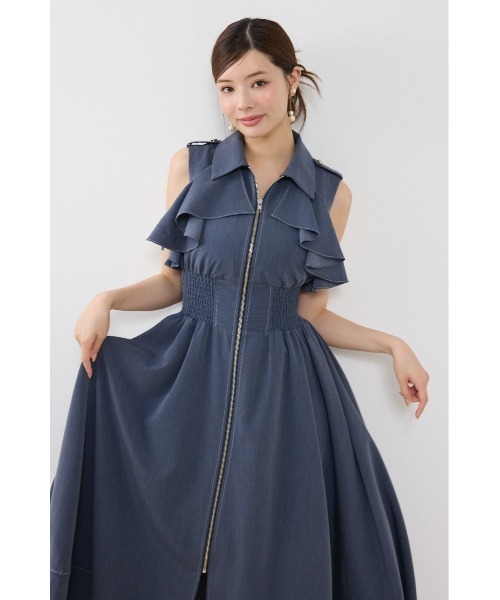 rienda(リエンダ)の「ノースリーブフリルワンピース 夏服 秋服(ワンピース・レディース・ブラック/ブルー/ベージュ系その他・SMALL/MEDIUM)」の14枚目の写真