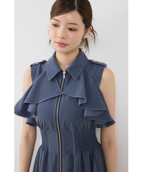 rienda(リエンダ)の「ノースリーブフリルワンピース 夏服 秋服(ワンピース・レディース・ブラック/ブルー/ベージュ系その他・SMALL/MEDIUM)」の20枚目の写真