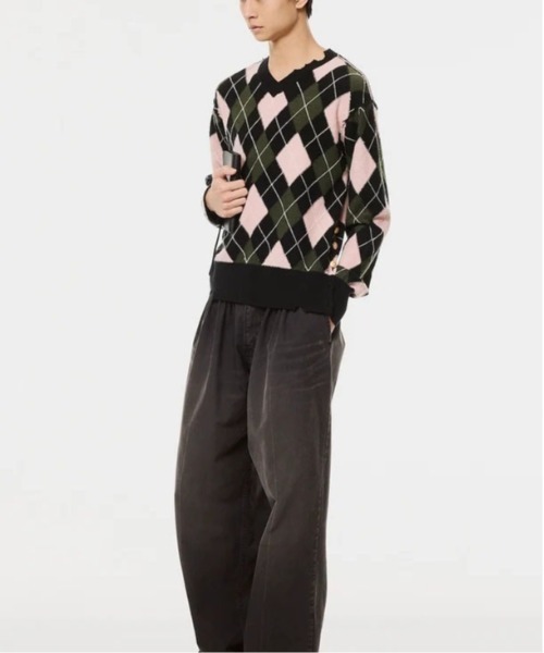 MASU(エムエーエスユー)の「【M A S U】DIAMOND SCRAPED SWEATER(ニット/セーター・メンズ・ピンク/ライトグリーン/レモンイエロー・44/46)」の12枚目の写真