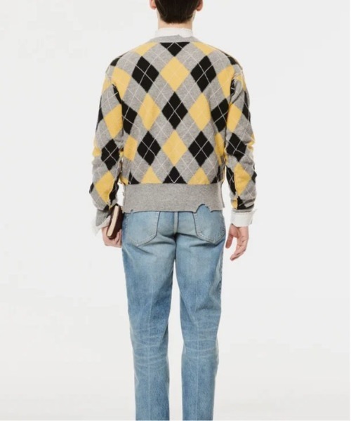 MASU(エムエーエスユー)の「【M A S U】DIAMOND SCRAPED SWEATER(ニット/セーター・メンズ・ピンク/ライトグリーン/レモンイエロー・44/46)」の9枚目の写真