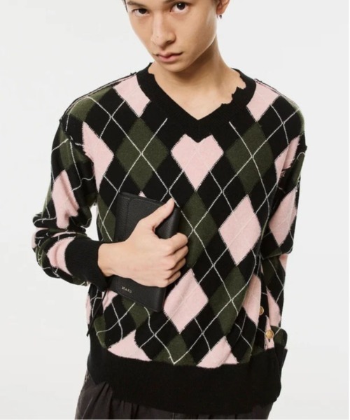 MASU(エムエーエスユー)の「【M A S U】DIAMOND SCRAPED SWEATER(ニット/セーター・メンズ・ピンク/ライトグリーン/レモンイエロー・44/46)」の10枚目の写真
