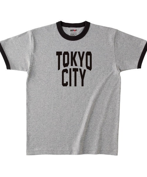 NIPOP(ニポップ)の「NIPOP(ニポップ) 半袖Tシャツ リンガー 東京 TOKYO ロゴ プリント オープンエンド インバウンド お土産 メンズ ユニセックス(Tシャツ/カットソー・メンズ・ベージュ系4/ベージュ系3/ベージュ系1/グレー系/ベージュ系2・M/XL/L)」の2枚目の写真