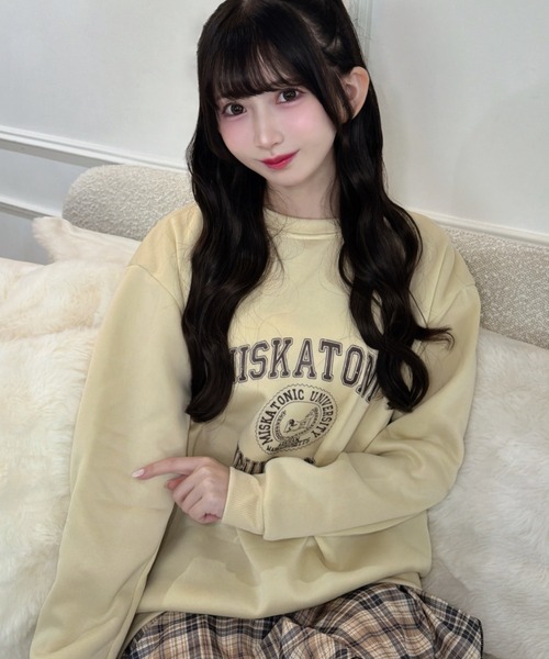 Mejoul（メジュール）の「【2026秋冬新作】カレッジロゴ裏起毛スウェット（スウェット・レディース・アイボリー/グレー・F）」の5枚目の写真