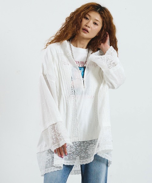 ROSE BUD(ローズバッド)の「mag.by c/COTTON LACE BLOUSE(シャツ/ブラウス・レディース・ホワイト/ベージュ・ONE SIZE)」の4枚目の写真
