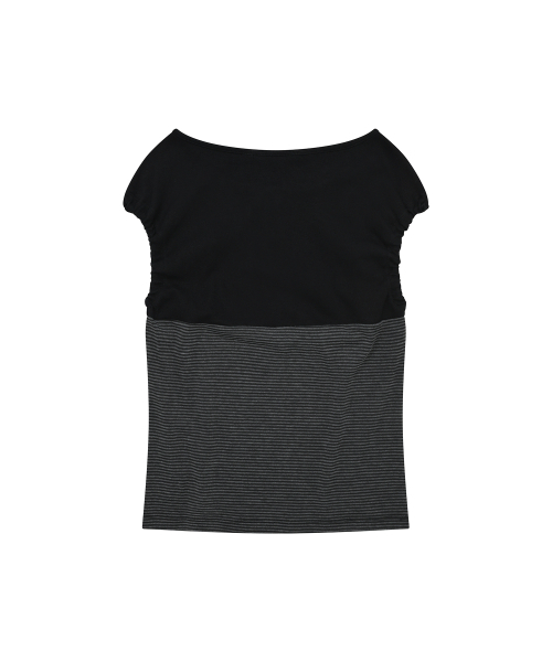 LMR(エルエムアール)の「ヘンリーネックストライプパフスリーブレスBLACK(Tシャツ/カットソー・レディース・ブラック・MEDIUM/SMALL)」の8枚目の写真