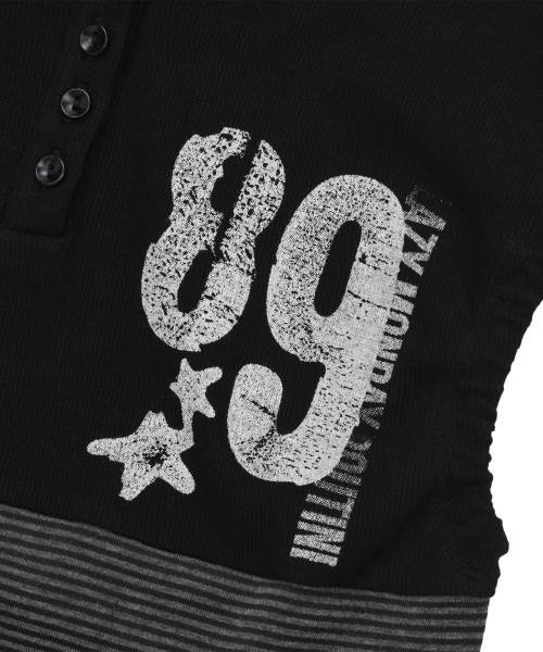 LMR(エルエムアール)の「ヘンリーネックストライプパフスリーブレスBLACK(Tシャツ/カットソー・レディース・ブラック・MEDIUM/SMALL)」の9枚目の写真
