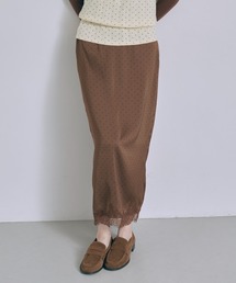 Polka Dot Satin Lace Trim Skirt