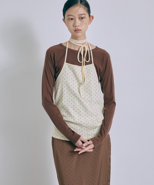 EN NEUME(エンノイム)の「Polka Dot Satin Lace Trim Skirt(スカート・レディース・アイボリー/ブラウン/ブラック/ベージュ・FREE)」の6枚目の写真