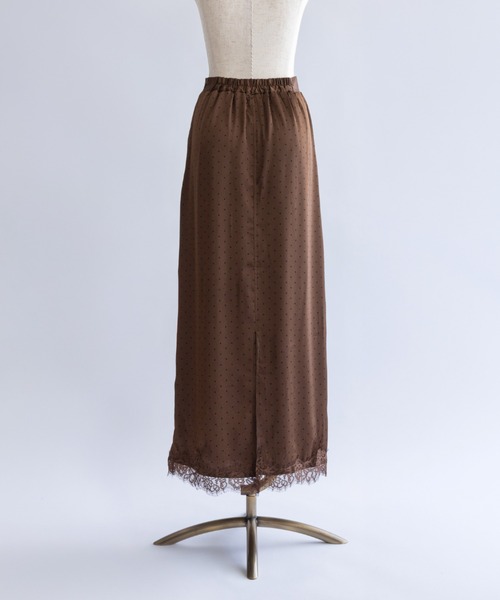 EN NEUME(エンノイム)の「Polka Dot Satin Lace Trim Skirt(スカート・レディース・アイボリー/ブラウン/ブラック/ベージュ・FREE)」の16枚目の写真
