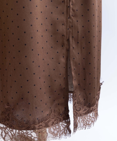EN NEUME(エンノイム)の「Polka Dot Satin Lace Trim Skirt(スカート・レディース・アイボリー/ブラウン/ブラック/ベージュ・FREE)」の21枚目の写真