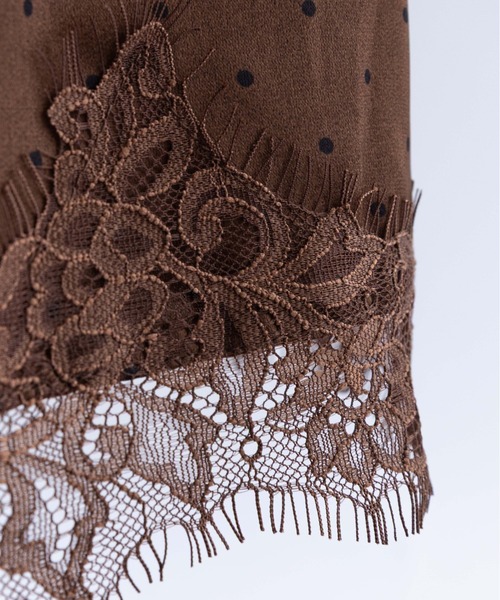 EN NEUME(エンノイム)の「Polka Dot Satin Lace Trim Skirt(スカート・レディース・アイボリー/ブラウン/ブラック/ベージュ・FREE)」の22枚目の写真