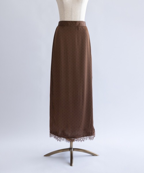 EN NEUME(エンノイム)の「Polka Dot Satin Lace Trim Skirt(スカート・レディース・アイボリー/ブラウン/ブラック/ベージュ・FREE)」の13枚目の写真