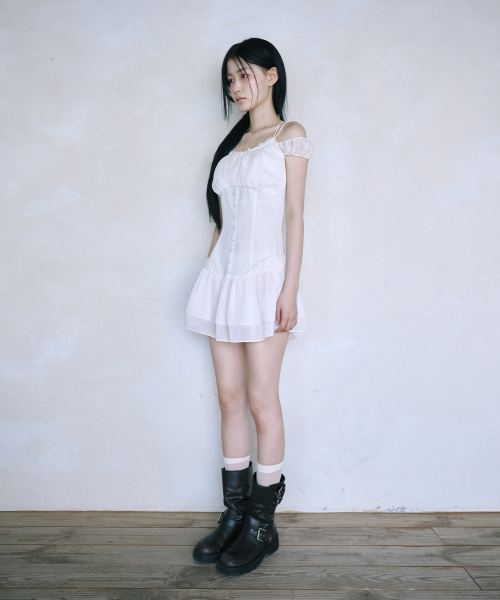 REISE MIYA（レイズミヤ）の「ニンフシャシャミニドレス [ベージュピンク]（ワンピース・レディース・その他・SMALL/MEDIUM）」の3枚目の写真