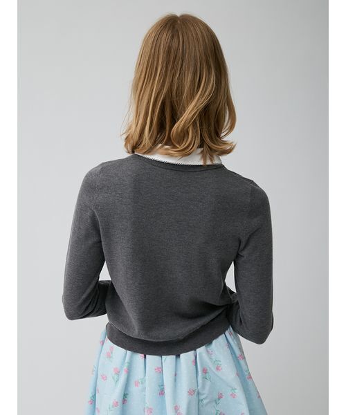 LILY BROWN(リリーブラウン)の「ラウンドカラーニットトップス(ニット/セーター・レディース・オリーブ/グレー/ピンク・F)」の8枚目の写真