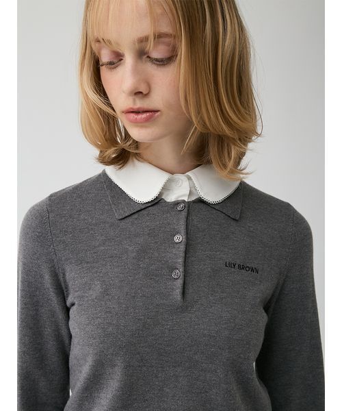 LILY BROWN(リリーブラウン)の「ラウンドカラーニットトップス(ニット/セーター・レディース・オリーブ/グレー/ピンク・F)」の11枚目の写真
