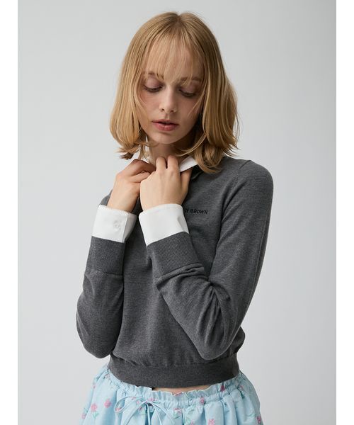 LILY BROWN(リリーブラウン)の「ラウンドカラーニットトップス(ニット/セーター・レディース・オリーブ/グレー/ピンク・F)」の15枚目の写真