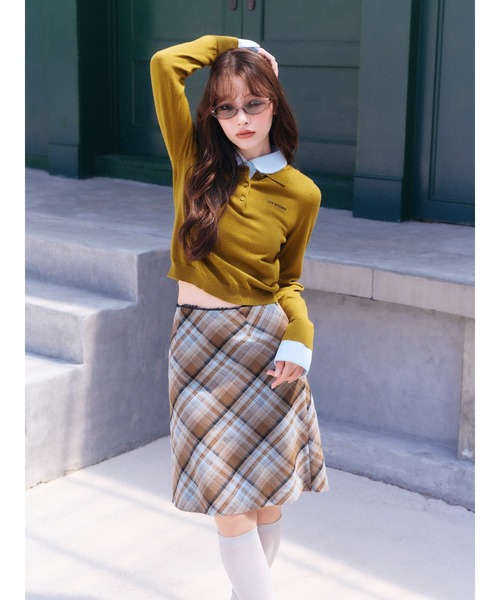LILY BROWN(リリーブラウン)の「ラウンドカラーニットトップス(ニット/セーター・レディース・オリーブ/グレー/ピンク・F)」の4枚目の写真
