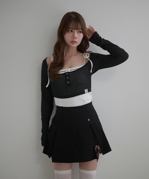 M DOLLY(エムドリー)の「*M DOLLY original* Trim nina set tops / トリムニナセットトップス(その他トップス・レディース・ブラック/ベージュ・FREE)」の2枚目の写真