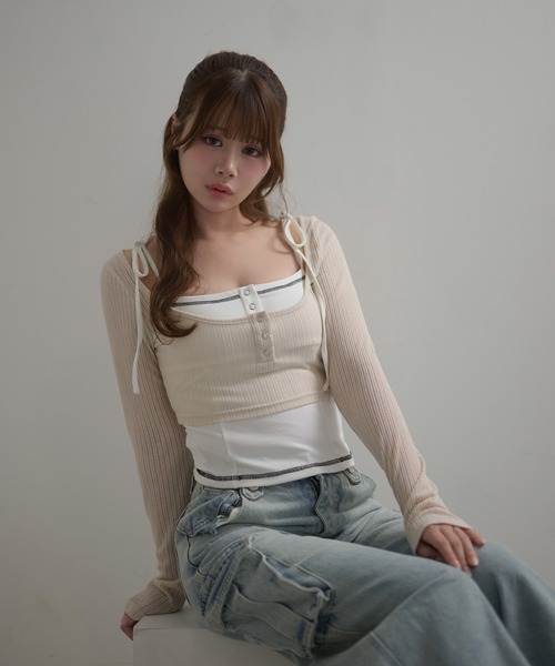M DOLLY(エムドリー)の「*M DOLLY original* Trim nina set tops / トリムニナセットトップス(その他トップス・レディース・ブラック/ベージュ・FREE)」の10枚目の写真