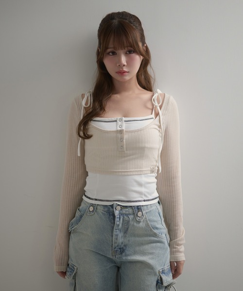 M DOLLY(エムドリー)の「*M DOLLY original* Trim nina set tops / トリムニナセットトップス(その他トップス・レディース・ブラック/ベージュ・FREE)」の11枚目の写真