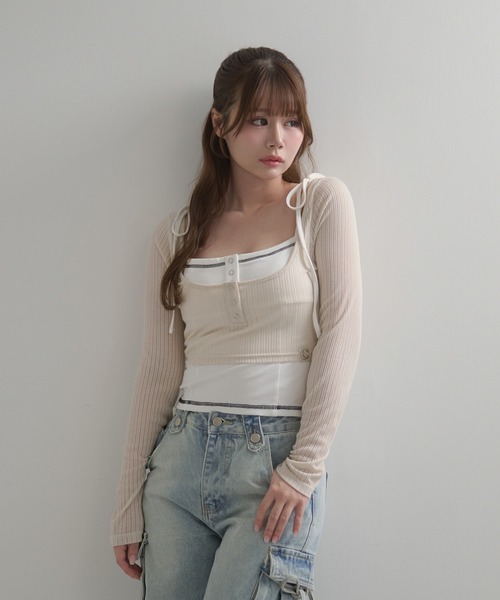 M DOLLY(エムドリー)の「*M DOLLY original* Trim nina set tops / トリムニナセットトップス(その他トップス・レディース・ブラック/ベージュ・FREE)」の12枚目の写真