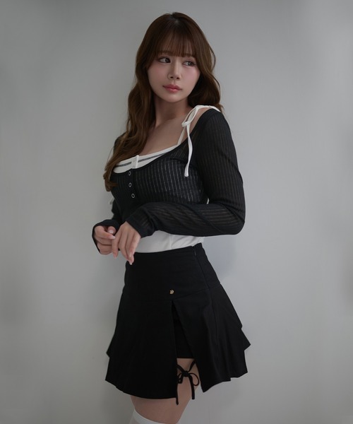 M DOLLY(エムドリー)の「*M DOLLY original* Trim nina set tops / トリムニナセットトップス(その他トップス・レディース・ブラック/ベージュ・FREE)」の5枚目の写真