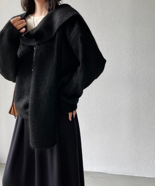 Ritzy（リッツィー）の「2WAY取り外しストール付きVネックニット 2026AW（ニット/セーター・レディース・ブラック/ベージュ/パープル/グレー/アイボリー/モカ・FREE）」の22枚目の写真