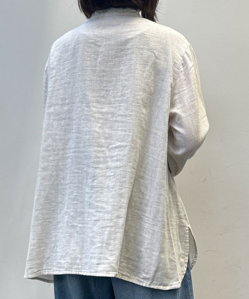 SELF+SERVICE（セルフサービス）の「オーガニック綿糸スタンドシャツ（シャツ/ブラウス・レディース・キナリ/グレー系その他・XL/L/M）」の8枚目の写真