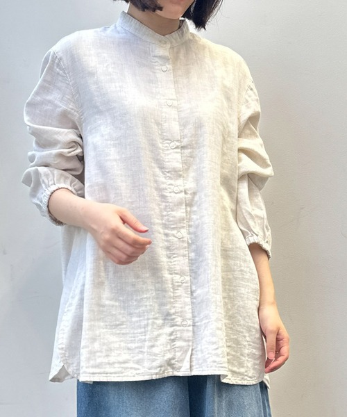 SELF+SERVICE（セルフサービス）の「オーガニック綿糸スタンドシャツ（シャツ/ブラウス・レディース・キナリ/グレー系その他・XL/L/M）」の10枚目の写真