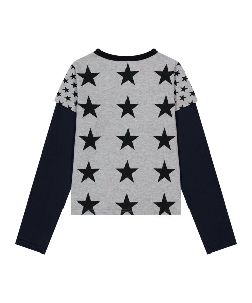 TANSANMAGNESIUM（タンサン マグネシウム）の「スターレイヤードロングスリーブ (グレー)（Tシャツ/カットソー・レディース・その他・FREE）」の2枚目の写真