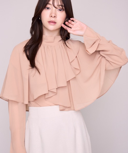 MISCH MASCH(ミッシュマッシュ)の「2026秋冬新作 リボンケープ付きブラウス(シャツ/ブラウス・レディース・アイボリー/ブラウン/ベージュ・フリ-)」の3枚目の写真