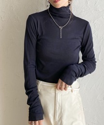 ハイネック 長袖 シアートップス ロングTシャツ