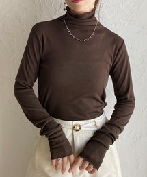 ハイネック 長袖 シアートップス ロングTシャツ