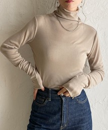 ハイネック 長袖 シアートップス ロングTシャツ