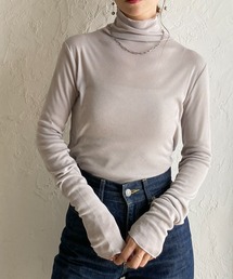 ハイネック 長袖 シアートップス ロングTシャツ