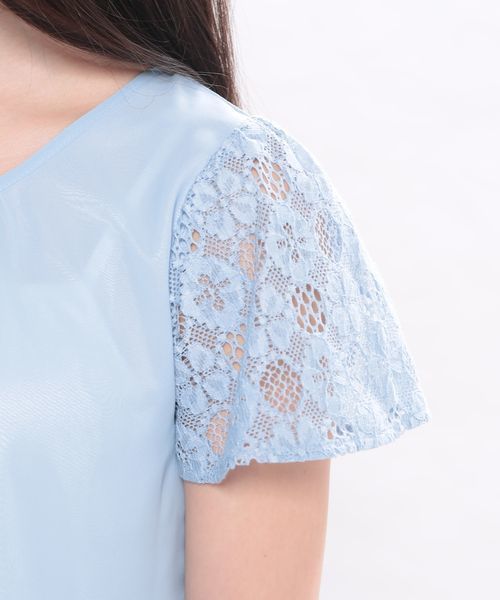 ROPE' PICNIC(ロペピクニック)の「レースドッキングシフォンブラウス(シャツ/ブラウス・レディース・ベージュ/ネイビー/ブルー系その他/ホワイト/ブラック・36/38)」の9枚目の写真