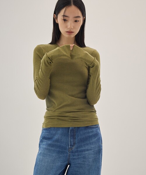 muller of yoshiokubo（ミュラーオブヨシオクボ）の「【muller of yoshiokubo/ミュラー オブ ヨシオクボ】GRADATION TOP/グラデーショントップス/ロンT/カットソー（Tシャツ/カットソー・レディース・ブラウン/グリーン・36）」の4枚目の写真