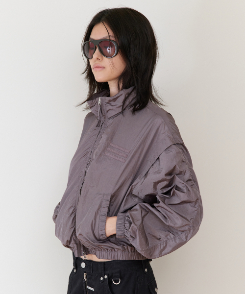 SHIRRING OVER NYLON JACKET PURPLE（ナイロンジャケット