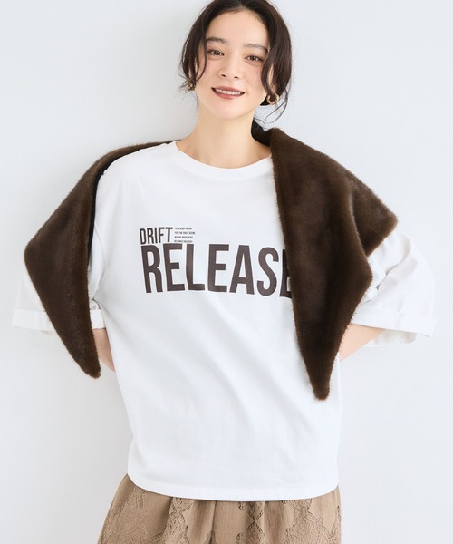 BARNYARDSTORM(バンヤードストーム)の「BARNYARDSTORM / 7分袖ゆるロゴT(Tシャツ/カットソー・レディース・ホワイト/ブラウン・FREE)」の18枚目の写真