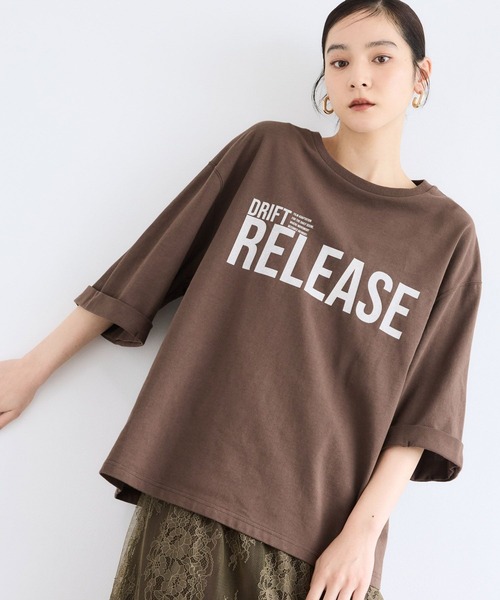 BARNYARDSTORM(バンヤードストーム)の「BARNYARDSTORM / 7分袖ゆるロゴT(Tシャツ/カットソー・レディース・ホワイト/ブラウン・FREE)」の9枚目の写真